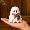 Halloween Shelf Decor Ghost Figurine, Cute Reading Statue, Ornament with Party Table Centerpiece Pumpkin Bucket, Skeleton Puppy Tabletop for