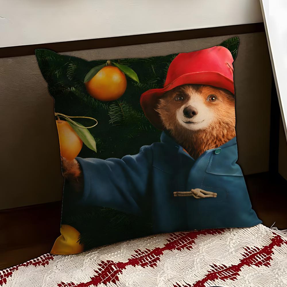 cartoon PPaddington BBear Cushion Cover Reversible Soft Durable Pillow Cover Home Car MultiScene Use for Daily Comfort