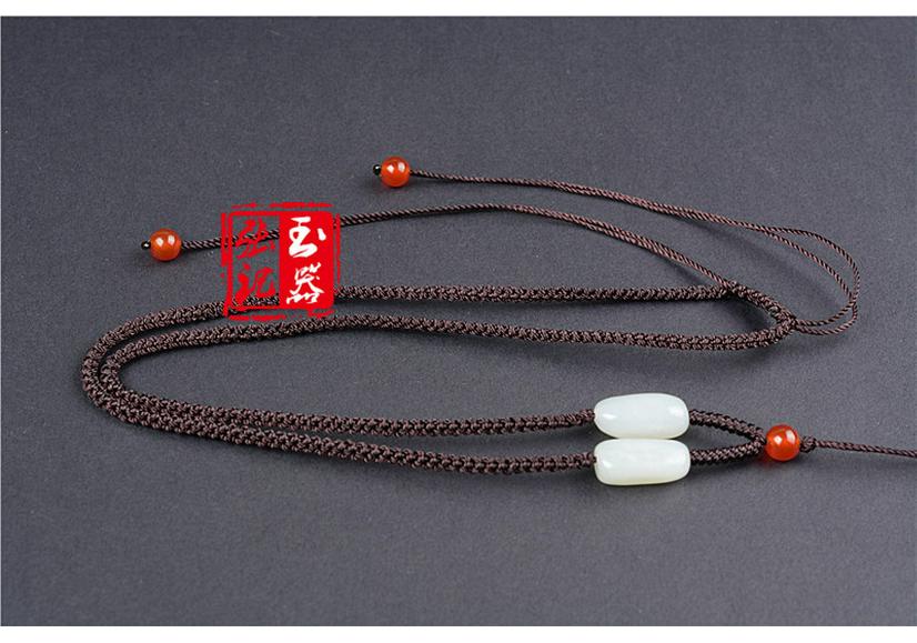 Handwoven Jade Pendant Necklace with Hetian Jade Bead