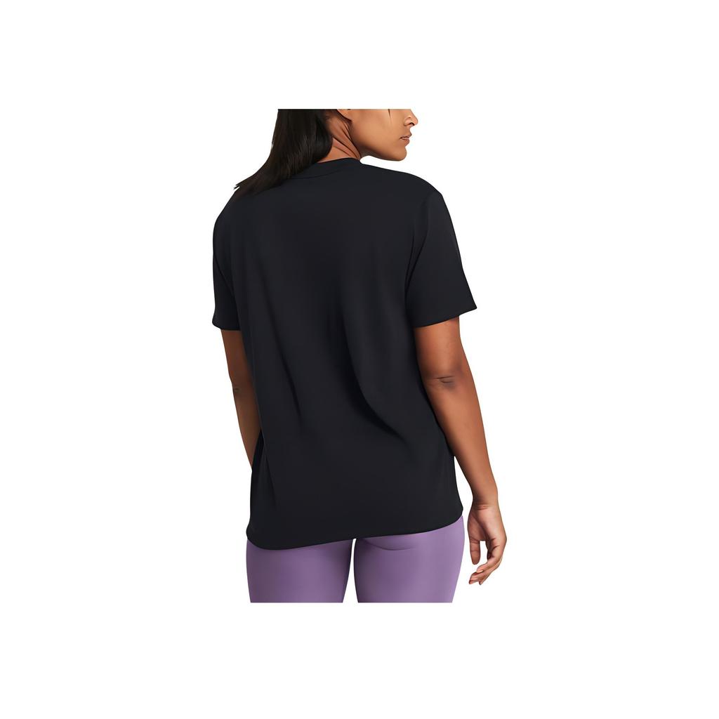 Under Armour Logo Casual Loose Crew Neck Pullover Short Sleeve T-Shirt Women Tops Black 1383045-001