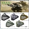 XSAJU Airsoft Face Mask, Half Mesh Mask with Metal Mesh Face Guard and Double Band (Black Skull (Double Band))
