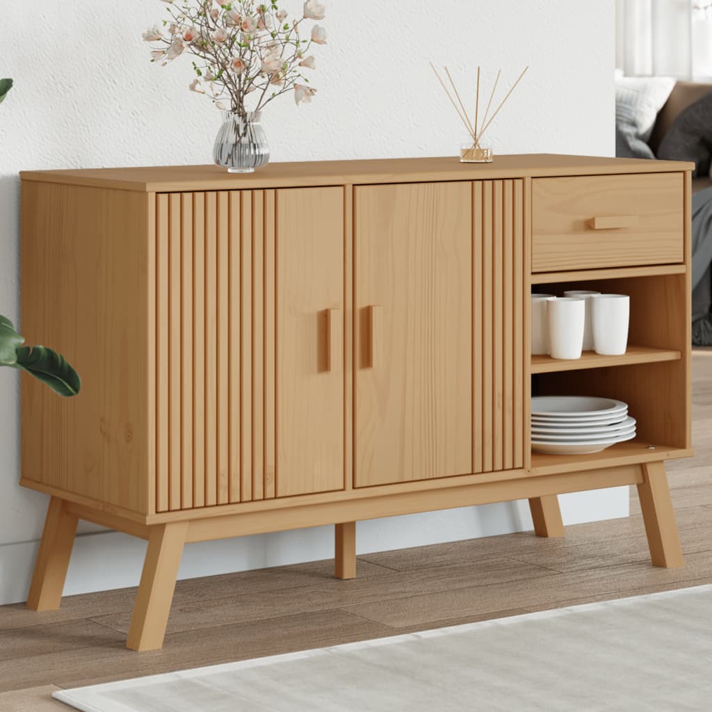 Vidaxl Olden Chest of Drawers, Brown, 114X43X73.5 Cm, Solid Pine Wood