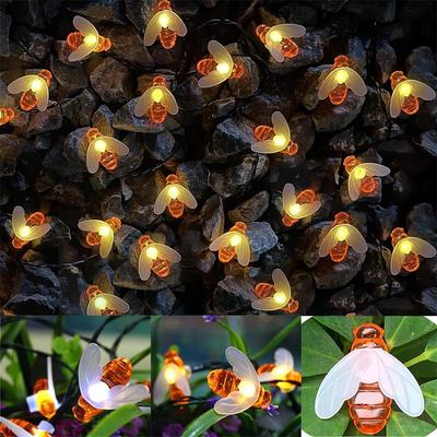 22M 200LED Güneş Enerjili Arı Şekilli Dize Işıklar Dış Mekan Peri Işıkları 8 Modlu Su Geçirmez Güneş Enerjili Veranda Bahçe Noel Dekorasyonu için 606