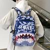 Schoolbag New Camouflage Shark Casual Backpack Large Capacity Fashion Contrasting Color Schoolbag Primary School Students Trendy Cool Wind Waterproof