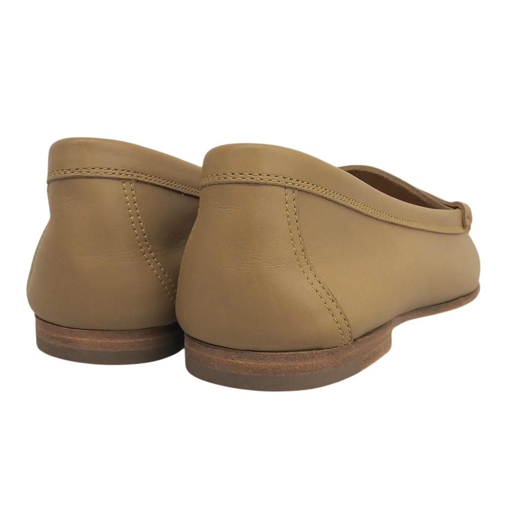 Excellent HERMES Loafers Beige Leather Women 35.5 Used
