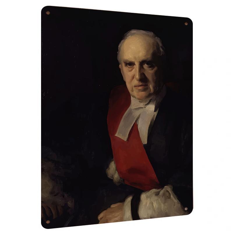 

Vintage European Judge Portrait Custom Metal Iron Painting Wall Decor for Living Room Study Bar 20x30cm（7.8x11.8inch）