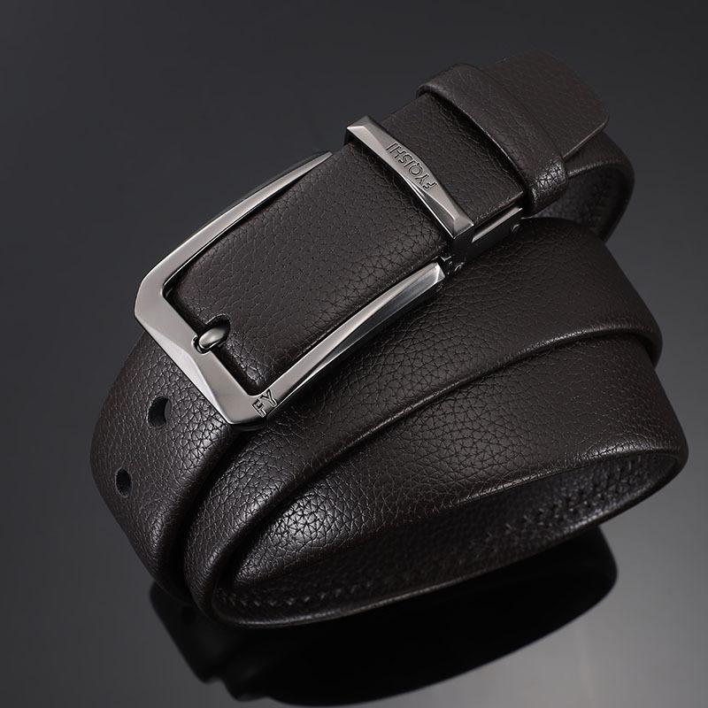 

Ремень, мужской простой с пряжкой-штифтом, ощущение высокого класса, универсальный модный трендовый ремень, мужской среднего и молодого возраста, узор личи, ретро-стиль 130cm коричневый