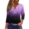 Women's T Shirt Tee Print Button 3/4 SleeveDaily Weekend Fashion Basic V, Neck Regular Top