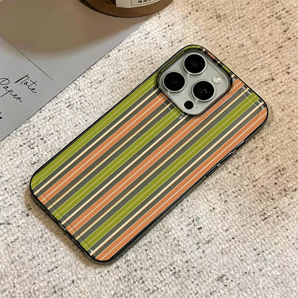 American Retro Color Strips Phone Case For Iphone 17 Air 16 15 14 Pro 13 12 11 Pro Max 16 Plus Shockproof Silicone Cover