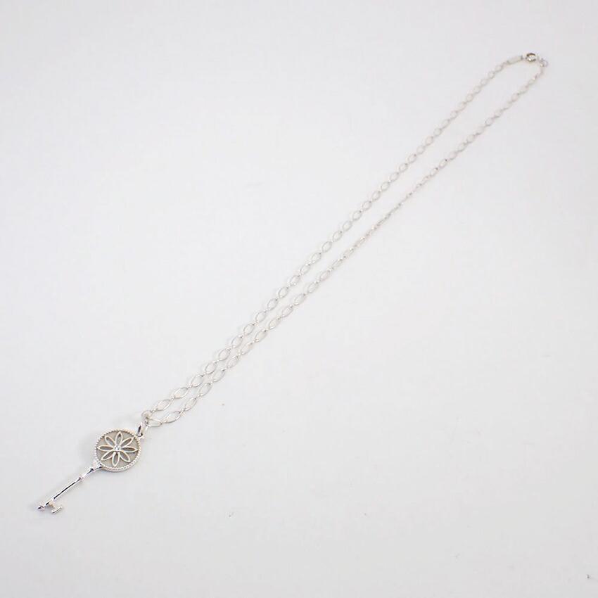 [Used] TIFFANY 925 Daisy Key Diamond Pendant/Oval Link Chain Necklace/g507-46
