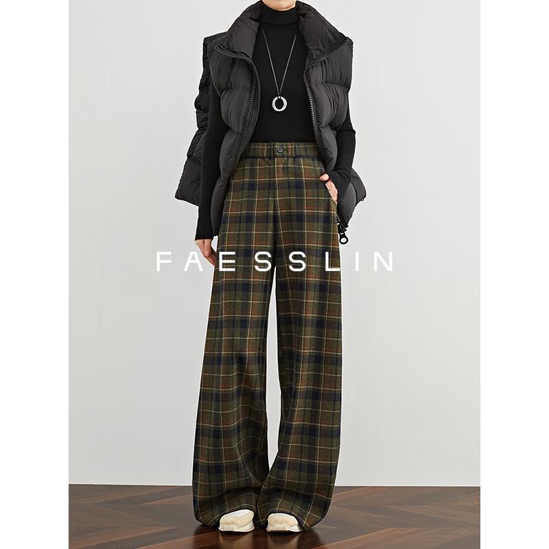 FAESSLIN Women s Vintage High-Waist Straight-Leg Casual Pants L