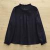 Japanese Style Women's Long Sleeve Lace Collar Shirt: Double Layer Cotton Gauze Loose Blouse