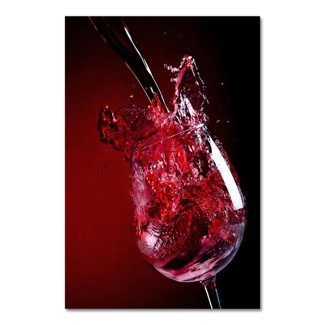 Red Wine Glass Oil Painting Prints Poster Modern Canvas Art Bar Restaurant Kitchen Wall Decoration Dinning Living Room Decor No Frame