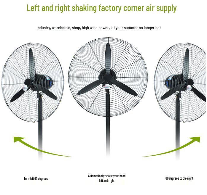 Industrial Wall-Mounted High-Power Oscillating Floor Fan with Large Air Volume