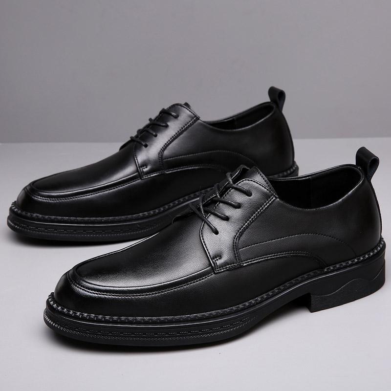 

Мужские оксфорды на шнуровке, дышащие кожаные туфли, черные, из мягкой кожи, с мягкой подошвой, весна-осень, мужские деловые туфли для мужчин 10 чёрный