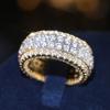 Huitan Luxury Two Tone Promise Rings for Women Full Bling Bling Cubic Zirconia New Wedding Band Accessories Fashion