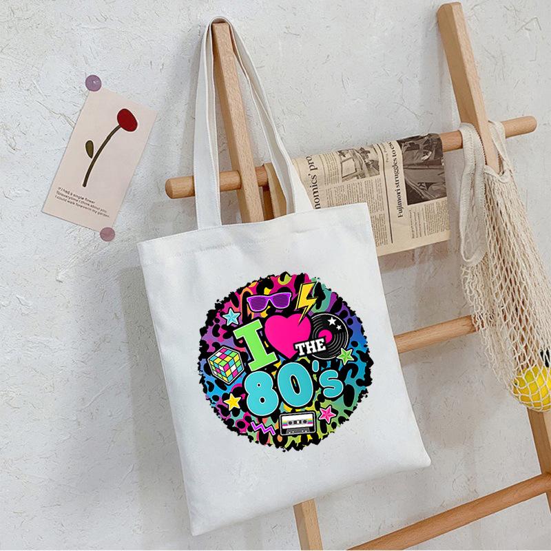 

Fashion Trend I Love The 80s Printed Commuter Portable Handbag Casual Simple Messenger Bag No Spec