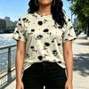Women's Loose Short-Sleeve T-Shirt Minimalist Commuter Floral Series Soft Skin-Friendly Tee For Daily Wear & Outdoor Walks