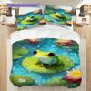 Frog Pattern Bedding Quilt Set Quilt Cover Pillowcase Home Decoration Birthday Gift (1 * duvet cover + 2 * pillowcase, without core)
