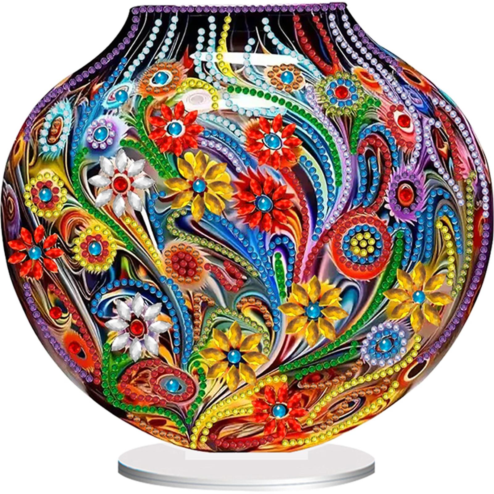 

2D Flat Art Vase DIY 5D DIY Diamond Art Tabletop Decorations Diamond Painting Desktop Decorations for Home Office Desktop Decor