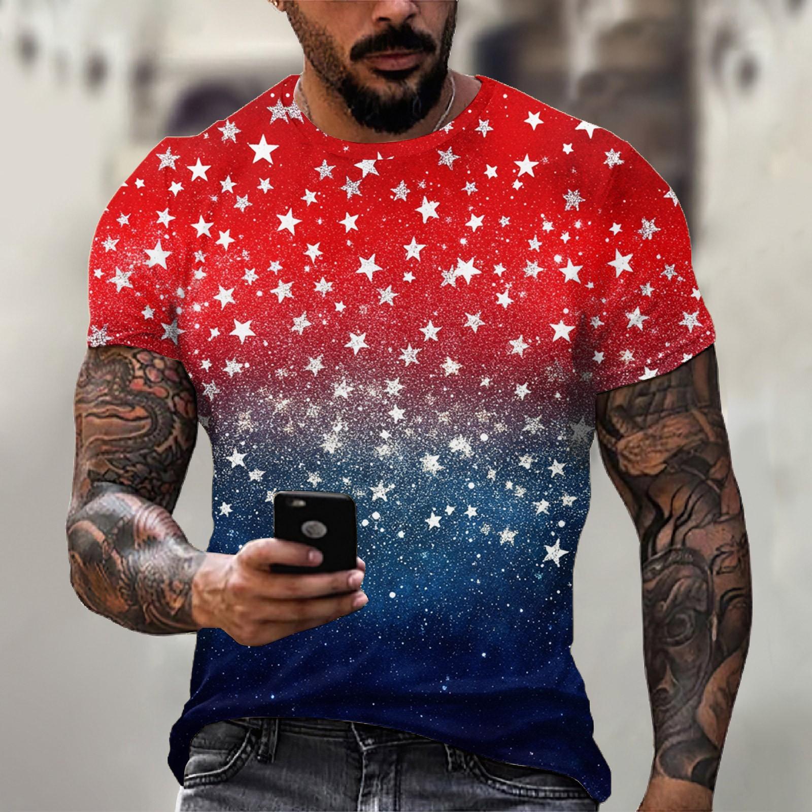 

Мужская футболка с круглым вырезом и короткими рукавами с принтом «День независимости» M красный