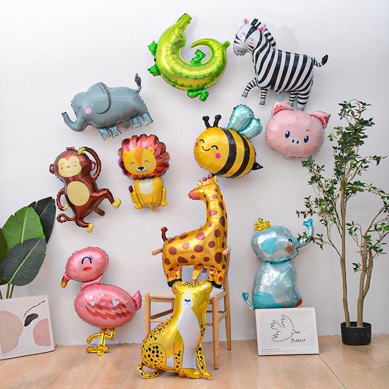 Animal Aluminum Film Balloon Leopard Sitting Giraffe Lion Crocodile Zebra Arrangement Party Decorative Balloon