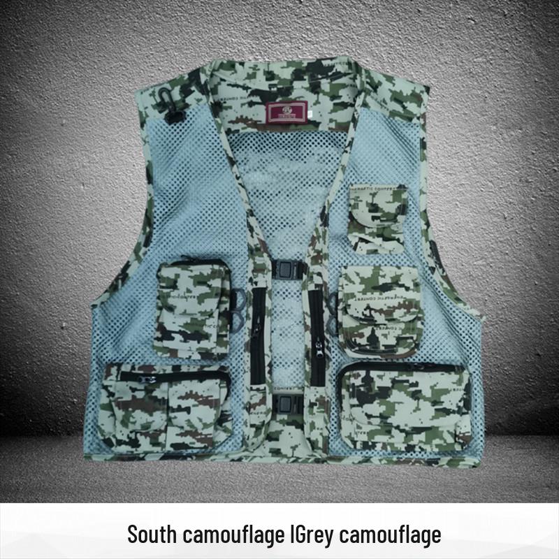 Men's Breathable Multi-Pocket Workwear Vest - Customizable Logo for Outdoor Volunteers