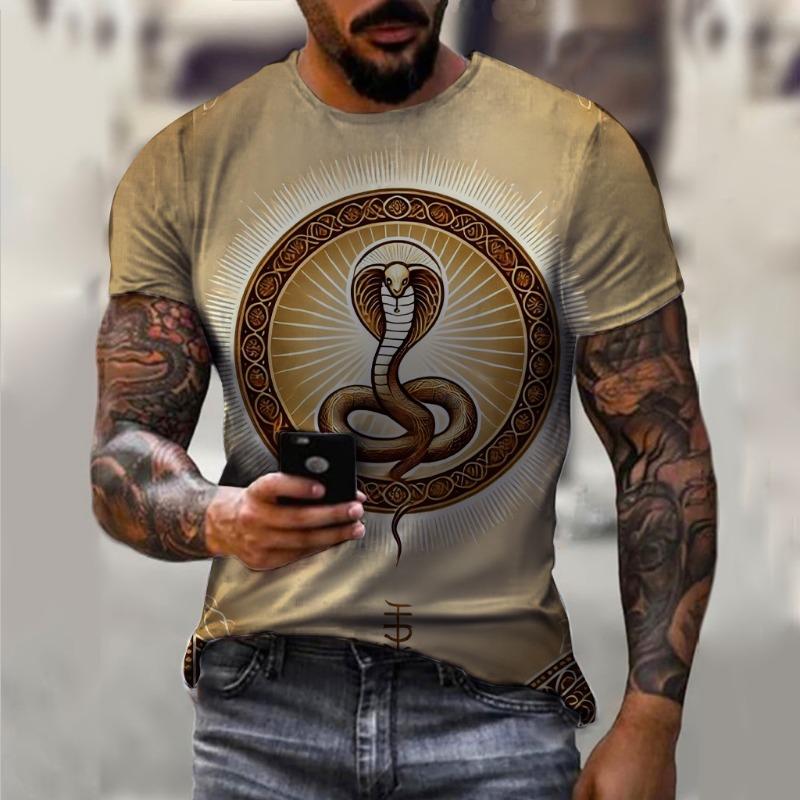 Men's Snake Patterned Breathable T-shirt