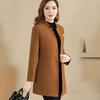 Women's Woolen Mid-Length Slim Fit Coat with Short Stand Collar for Autumn/Winter