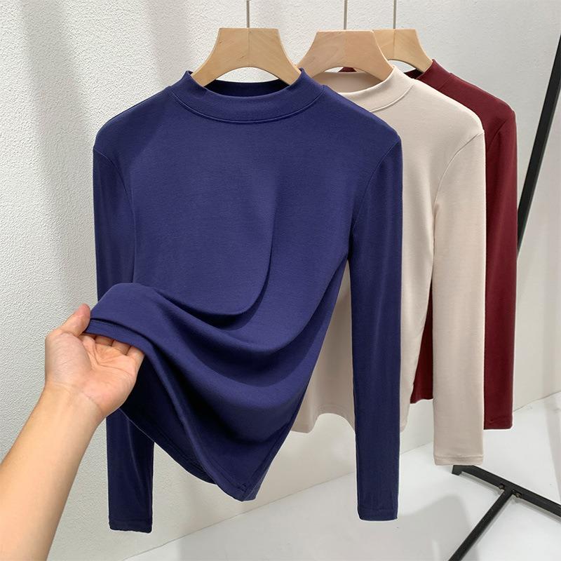Stand-up collar bottoming shirt women's new women's clothing solid color Baita long-sleeved t-shirt autumn and winter inner waist top