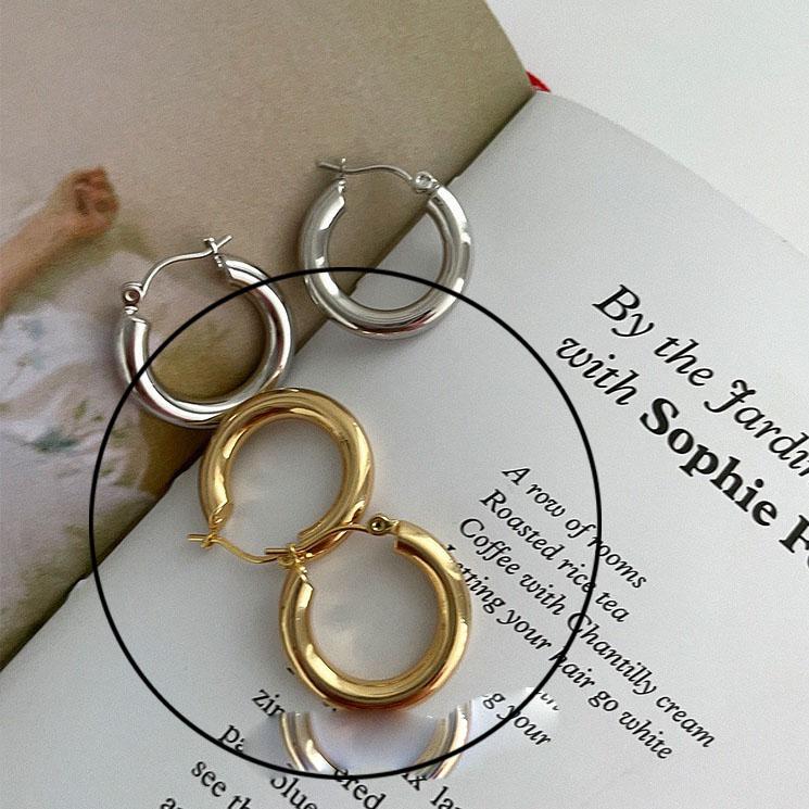 925 Sterling Silver Vintage Circle Gold Earrings For Women Trendy Earring Jewelry Prevent Allergy Party Accessories Party Gift