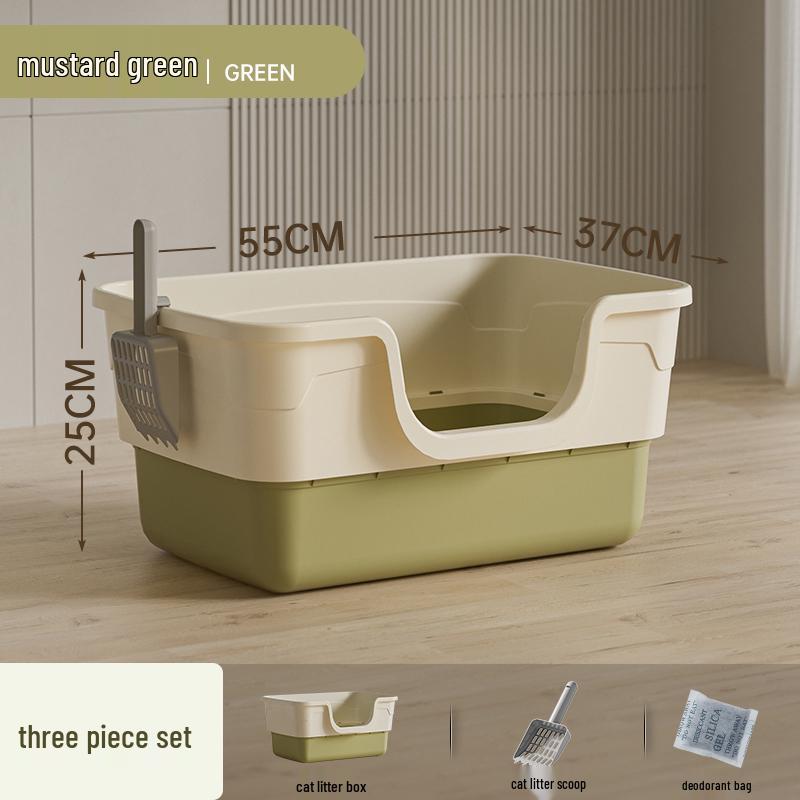 Giant Semi-Enclosed Anti-Splash Deodorizing Cat Litter Box with Mat
