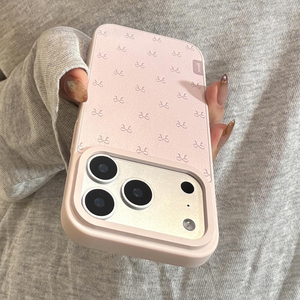 Rosa Schleife Leder Handyhülle Apple 17promax Geeignet für IPhone16 Koreanische Mode Schutzhülle
