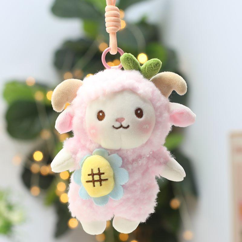 Soft Fluffy Lamb Plush Keychain With Necklace Multi Color Options Perfect For Backpack Decoration Birthday Gifts For Kids Girls