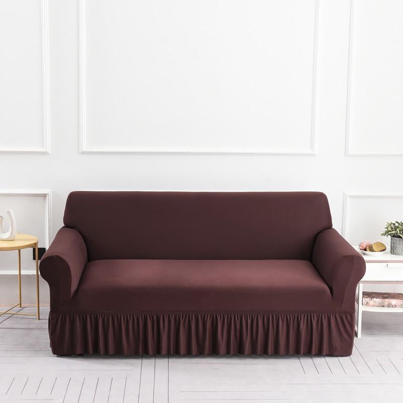 

Чехол для дивана с эластичной юбкой, универсальный на все времена года, однотонный, с защитой от кошачьих лап, универсальный чехол, высококачественное полотенце для дивана 90-140 темно-коричневого