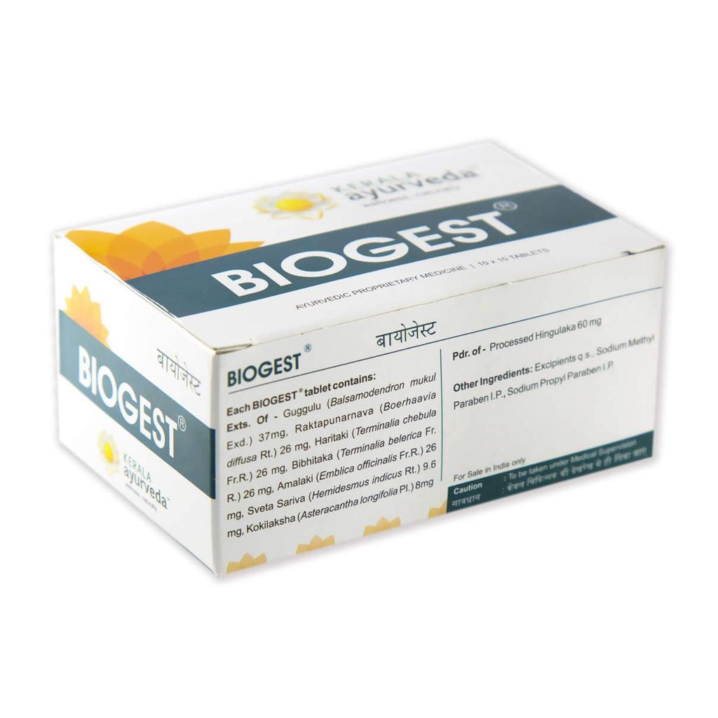 Kerala Ayurveda Biogest Tabletten 100 Stück Natürliche Immununterstützung Ayurvedisches Nahrungsergänzungsmittel für Erwachsene