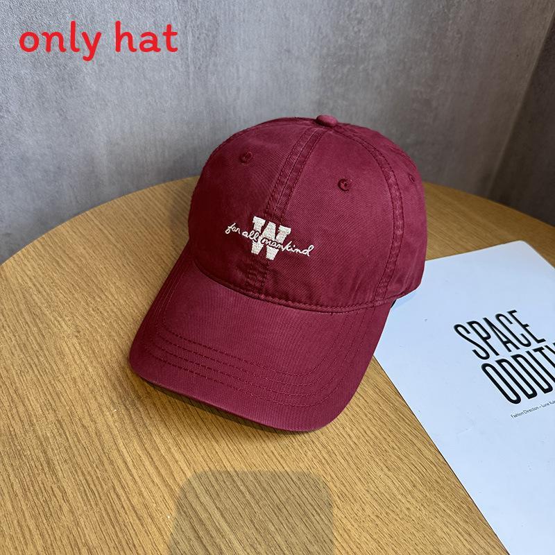 Alphabet Embroidered Baseball Cap With Curved Brim For Casual Men Women Summer Sun Protection Burgundy