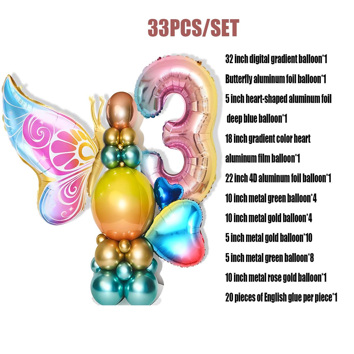 

Большой градиентный радужная бабочка фольгированный шар воздушный шар-цифра розовый синий детский душ гелиевый шар день рождения свадьба Globos Number 3