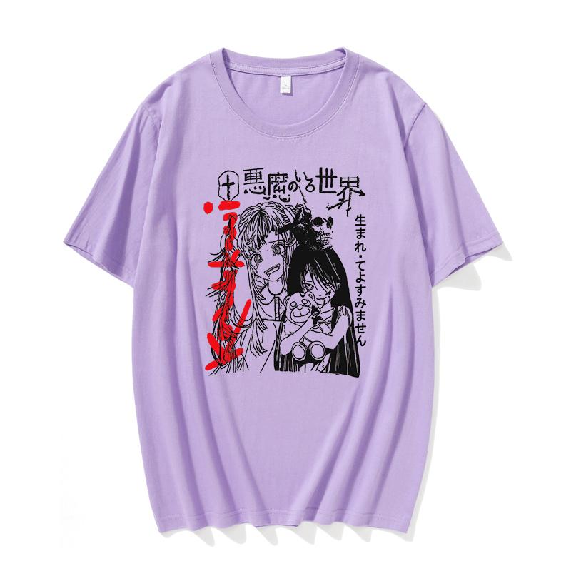 Japonský Démon Anime Punk Goth Tričko Volné Streetwear Harajuku Letní Móda Dámské Ležérní Estetické Kreslené