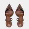 Vintage Brown Slingback Heels for Women Fashion Pointy Toe Metal Buckle Decorated Stiletto Sandals Luxury Party Designer Shoes