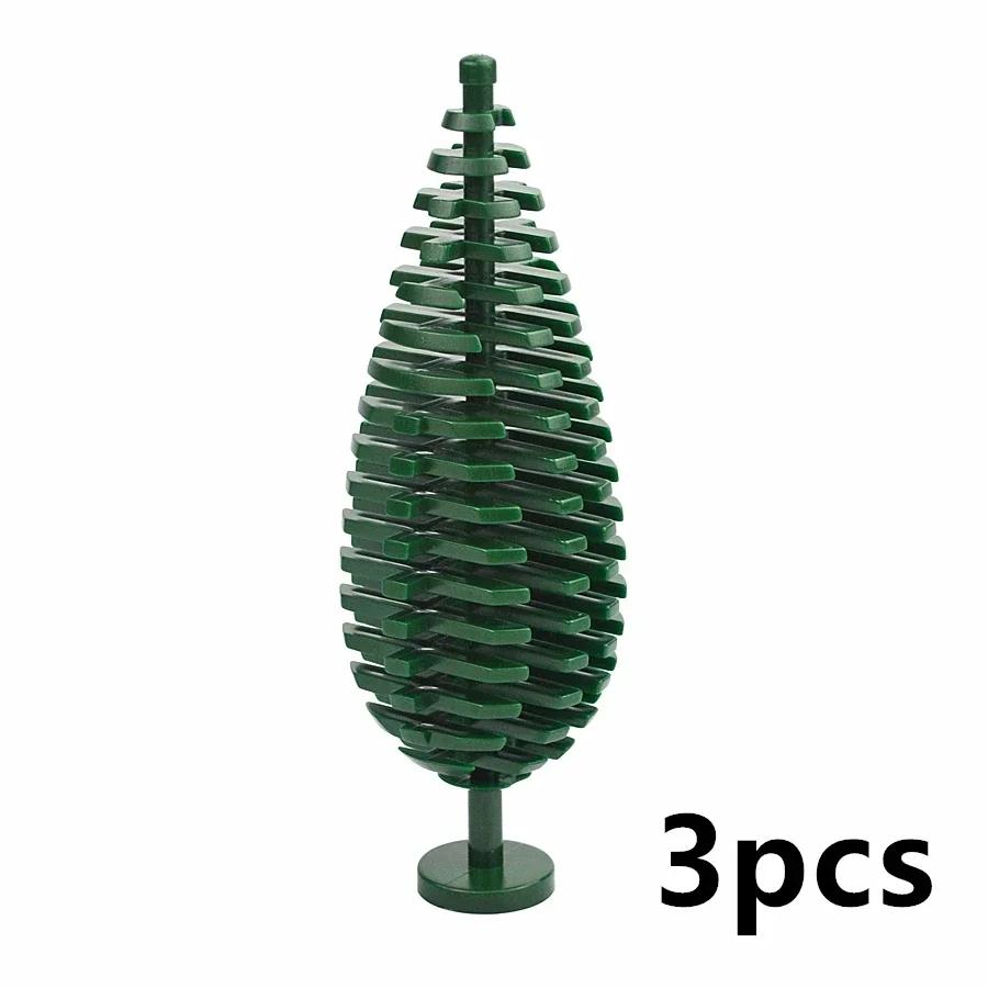 MOC Plants Accessories Bricks 3471 2435 6064 3778 City House Trees Pine Prickly Bush Green Grass Military Building Toys