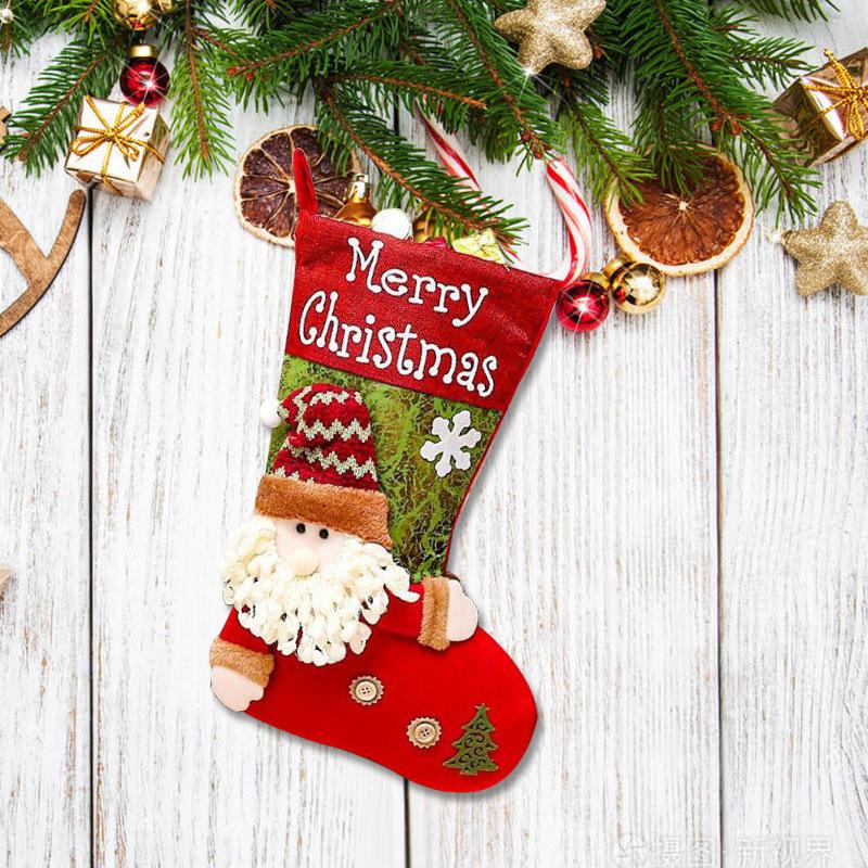 Big Head Doll Christmas Socks Cartoon Decoration Christmas Socks Candy Gift Bag Gift Bag Pendant