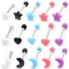 Alisouy 5pcs/lot Stainless Steel Acrylic Heart Star Moon Ball Tongue Rings Women Men Ear Septum Earrings Piercing Body Jewelry