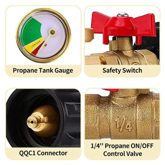 Adapter do tankowania zbiorników propanu 1 funtowy Konwerter z 20 funtów na 1 funt z zaworem manometrycznym Mosiężny kolanko 90 stopni Adapter do tankowania zbiornika propanu do grilla kuchenki kempingowej