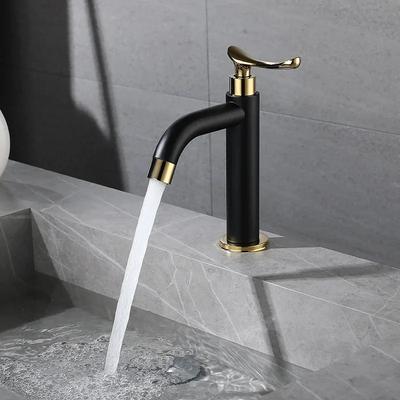 Bathroom Basin Faucet Single 304 Stainless Steel Cold Water Bathroom Sink Faucets Black and Gold  Single Handle Washbasin Tap