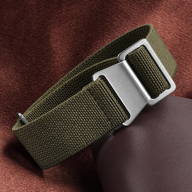 18/20/22mm Nylon Geflochtenes Uhrenarmband Elastisches Nylonarmband Französische Truppen Fallschirmtasche Universelles Handgelenkband Männer Frauen Sportarmband