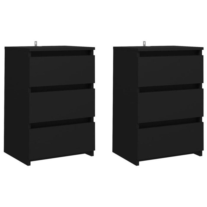 VidaXL Tables de chevet 2 pcs Noir 40x35x62,5 cm Aggloméré