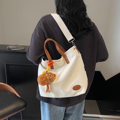New Women's Fashion Casual Simple Tote Niche Shoulder Large Capacity Student Commuter Canvas Bag