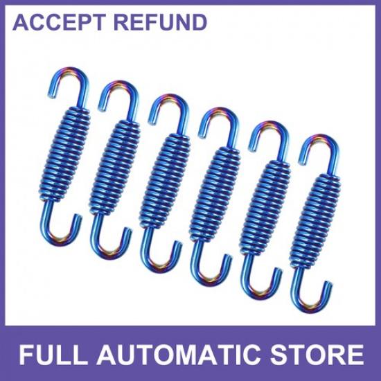 SIX 55mm Motorcycle Muffler Exhaust Pipe Spring Universal Stainless Steel Blue
