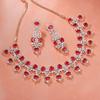 Комплект великолепного дизайнерского ожерелья Estele с покрытием из розового золота и рубиновыми кристаллами для женщин